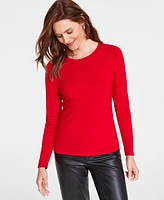 I.n.c. International Concepts Women's Raining Crystals Long-Sleeve Top, Created for Macy's