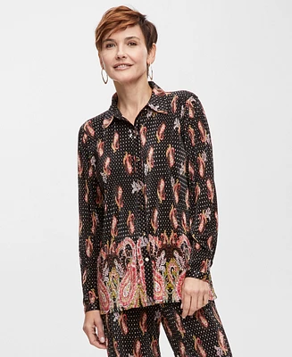 Jm Collection Petite Paisley-Print Button-Front Shirt, Exclusively at Macy's