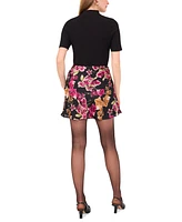 1.state Women's Bias-Cut Floral Satin Mini Skirt