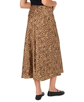 1.state Women's Cheetah-Print Satin Midi Skirt