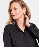 I.n.c. International Concepts Women's Rhinestone Button-Front Blouse, Created for Macy's