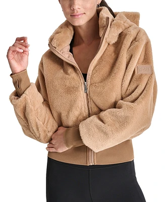 Dkny Sport Women's Faux-Fur Zip-Front Bomber Jacket