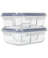 Sedona 2 Pack 3-Compartment Glass Storage Set
