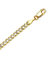 20" Two-Tone Open Curb Link Chain Necklace (3-1/6mm) in Solid 14k Gold & White Gold - Two