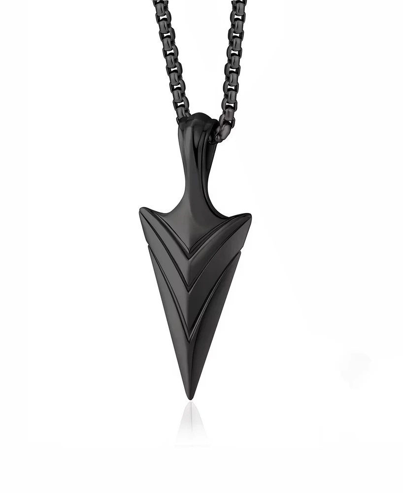 Rhona Sutton Black Plated Stainless Steel Arrowhead Pendant Necklace