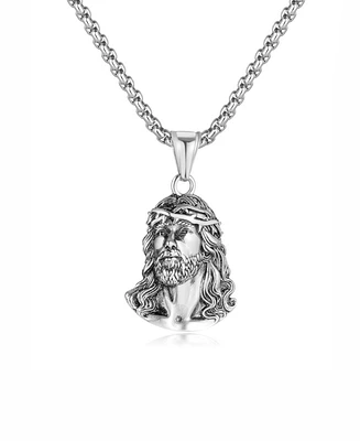 Rhona Sutton Silver Jesus Christ Stainless Steel Pendant Necklace