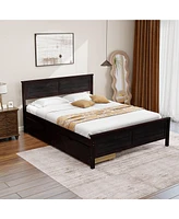 Gymax Full Size Wooden Bed Frame with 2 Storage Drawers & Under-bed Storage Espresso