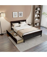 Gymax Full Size Wooden Bed Frame with 2 Storage Drawers & Under-bed Storage Espresso