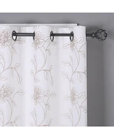 Kate Aurora Floral Embroidered Double Layered Sheer Grommet Curtains