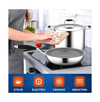 NutriChef Kitchenware Pots & Pans Set - Clad Kitchen Cookware