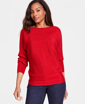 I.n.c. International Concepts Women's Lurex Ribbed Boatneck Sweater, Created for Macy's