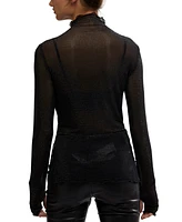 Free People Women's Dance All Night Studded Sheer Long-Sleeve Top