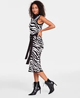 I.n.c. International Concepts Women's Zebra Jacquard Sweater Dress, Created for Macy's