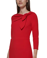 Calvin Klein Women's Bow-Neck 3/4-Sleeve Sheath Dress