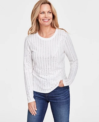 I.n.c. International Concepts Women's Embellished Long-Sleeve Top, Created for Macy's