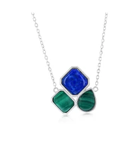 Caribbean Treasures Sterling Silver Multi-Shaped Malachite & Lapis Necklace