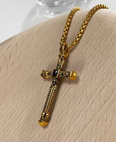 Rhona Sutton Gold Biblical Cross Stainless Steel Pendant Necklace