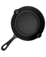 Megachef 8 Inch Round Preseasoned Cast Iron Frying Pan in Black