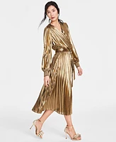 I.n.c. International Concepts Women's Metallic Pleated Midi Dress, Created for Macy's