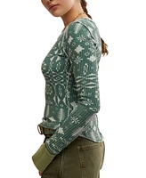 Free People Women's Pretty Little Printed Cotton Thermal Top