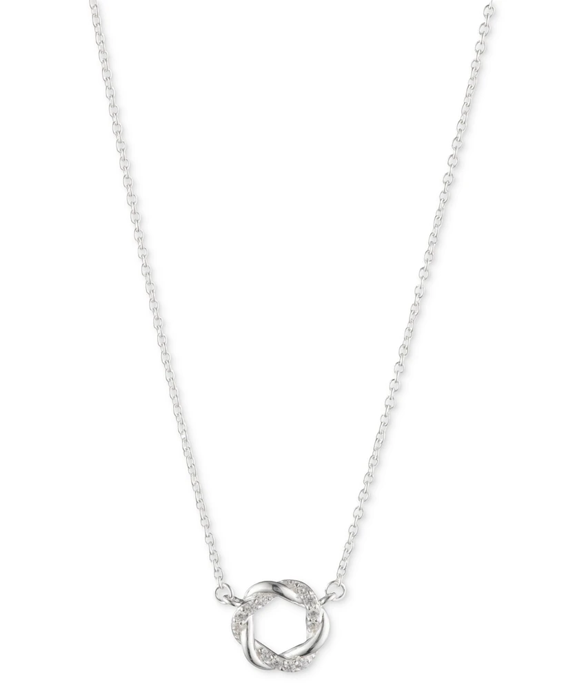 Lauren Ralph Lauren Sterling Silver Pave Open Knot Pendant Necklace, 14" + 3" extender