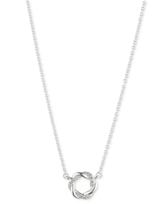 Lauren Ralph Lauren Sterling Silver Pave Open Knot Pendant Necklace, 14" + 3" extender