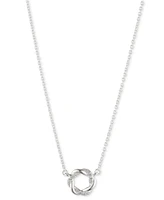 Lauren Ralph Lauren Sterling Silver Pave Open Knot Pendant Necklace, 14" + 3" extender