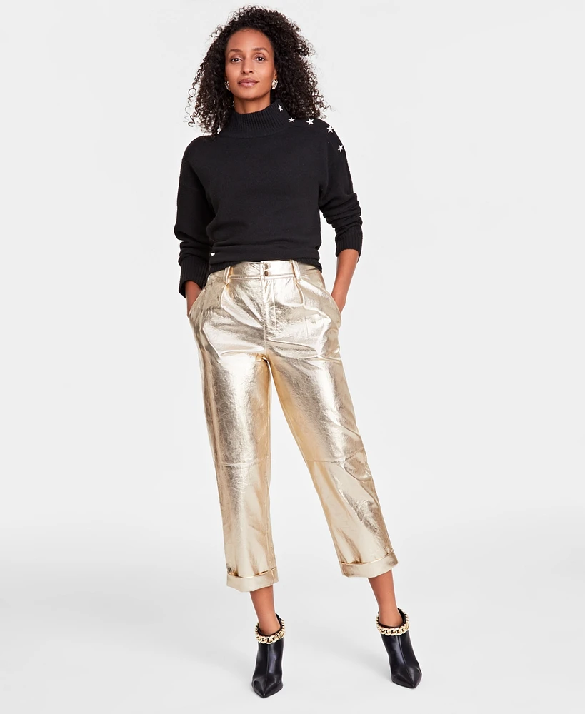 I.n.c. International Concepts Women's Metallic Straight-Leg Pants, Created for Macy's