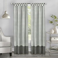 Kate Aurora 2 Pack: Modern Chic Geometric Tab Top Window Curtain Panels - 52 in. W x 63 L, Navy