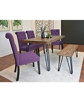 Streamdale Furniture Ashford 6-Piece Dining Set Hairpin Table, 4 Padded Chairs, 1 Bench