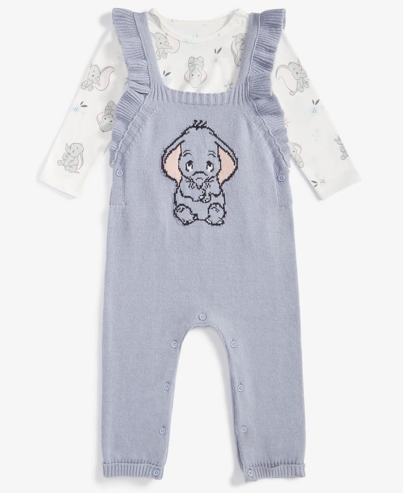 Disney Baby Girls Dumbo Knit Shirt & Overalls 2-Pc Set