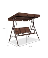 Best Choice Products 2-Seater Outdoor Adjustable Canopy Swing Glider Patio Bench w/ Textilene, Steel Frame