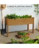 Best Choice Products Product 48x24x30in Raised Garden Bed, Elevated Wooden Planter for Yard w/ Foot Caps, Liner - Acorn Brown