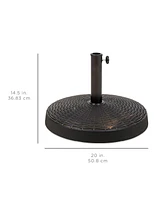 Best Choice Products 55lb Round Wicker Style Resin Patio Umbrella Base Stand w/ 1.75in Hole, Bronze Finish - Black