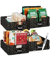 Best Choice Products Set of 4 16x12in Woven Water Hyacinth Pantry Baskets w/ Chalkboard Label, Chalk Marker