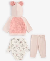 Disney Baby Girls Minnie Mouse Hooded Jacket, Bodysuit & Pants Set