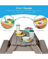Best Choice Products Kids 3-in-1 Outdoor Convertible Activity Sand & Water Picnic Table w/ Umbrella
