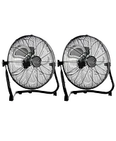 Vie Air Twin 12 Inch High Velocity All Metal Tilting 3 Speed Floor Fan