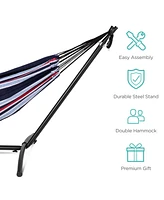 Best Choice Products 2-Person Brazilian-Style Cotton Double Hammock with Stand Set w/ Carrying Bag
