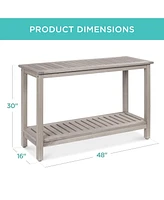 Best Choice Products 48in 2-Shelf Indoor Outdoor Wooden Console Table Multifunctional Buffet Bar Storage