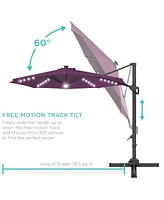 Best Choice Products 10ft 360-Degree Solar Led Lit Cantilever Patio Umbrella, Outdoor Hanging Shade