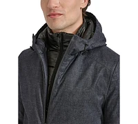 Kenneth Cole Men's Water-Resistant Hooded Stadium Coat with Removable Puffer Bib