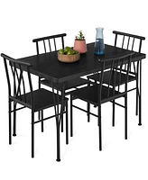 Best Choice Products 5-Piece Indoor Modern Metal Wood Rectangular Dining Table Furniture Set w/ 4 Chairs