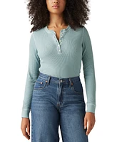 Levi's Women's Jakob Long Sleeve Waffle-Knit Henley Top