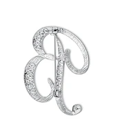 Bling Jewelry Large Statement Abc Pave Crystal Letters Alphabet Initial Scarf Lapel Pin Brooch Silver Plated