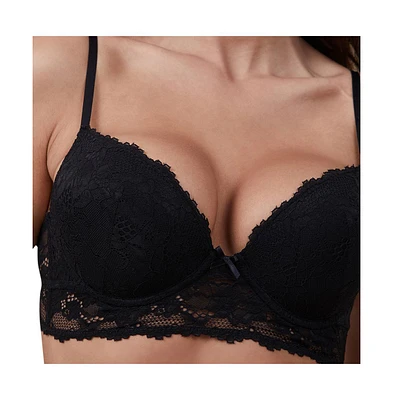 Cotton On Women's Everyday Lace Longline Push Up 2 Bra