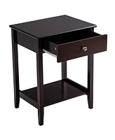 Gymax 2PCS Nightstand Sofa Side End Table Bedroom Living Room w/ Shelf Drawer