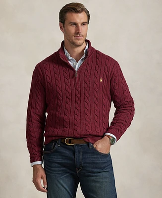Polo Ralph Lauren Men's Big & Tall Cable-Knit Cotton Quarter-Zip Sweater