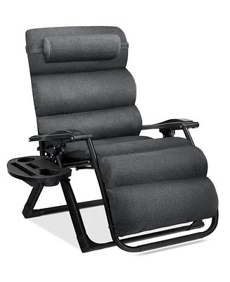 Best Choice Products Oversized Zero Gravity Chair, Folding Recliner w/ Removable Cushion, Side Tray