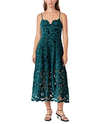 endless rose Women's Velvet Lace Midi Dress